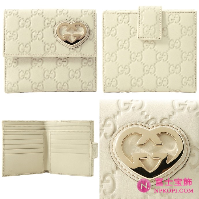 GUCCI/グッチ 2012年春夏LOVELYグッチシマGG柄Gハートシェープ2つ折りコンパクト財布 245727 AA61G 9022 